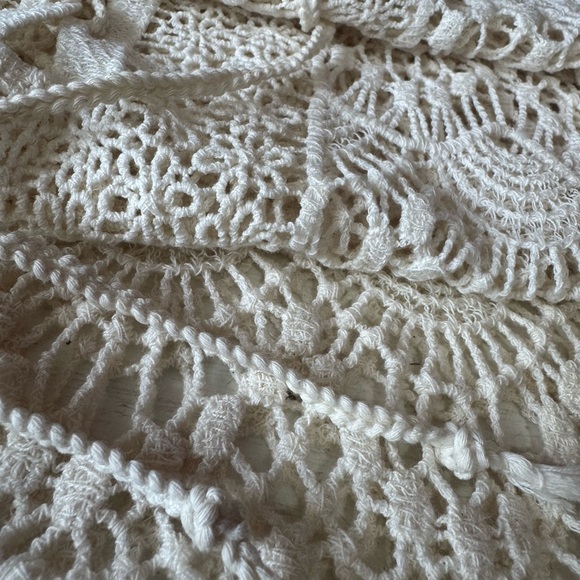 Fashion Nova Ivory Cotton Crochet Lace Top Swim Coverup Women’s Small Medium - Picture 9 of 13